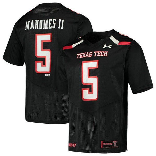 Womens Patrick Mahomes Texas Tech Red Raiders #5 Authentic Black Colleage Football Jersey 102